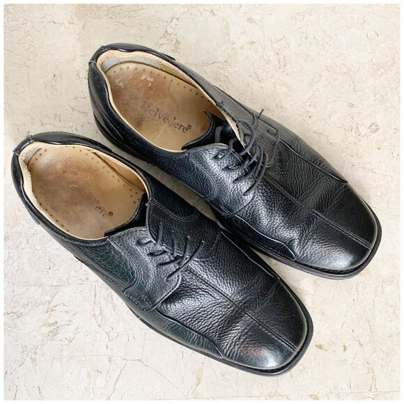 Belvedere Shoes Mens Size 10 Black Pebble Leather Oxford Split Toe Bay Bridge - Picture 4 of 9